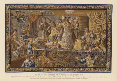 Wandteppich, der die Krönung von König Karl VII. von Frankreich in Reims darstellt von French School