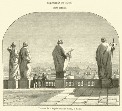 Terrasse der Fassade von Sankt Peter, Rom (Gravur) von French School