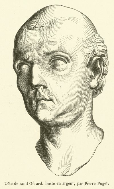 Kopf des heiligen Gerard, Büste aus Silber von French School