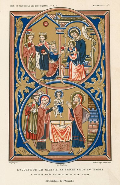 Die Anbetung der Heiligen Drei Könige und Darstellung im Tempel von French School