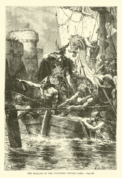 Die Boote der Nordmänner vor Paris von French School