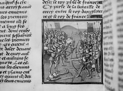 Die Schlacht von Crécy im Jahr 1346 aus Froissarts Chroniken von French School