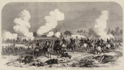 Die Schlacht von Solferino, Generäle Niel und Vinoy auf dem Bauernhof von Quagliara (Gravur) von French School