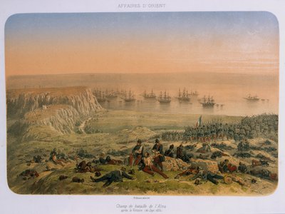 Das Schlachtfeld bei Alma nach dem Sieg, 20. September 1854 von French School