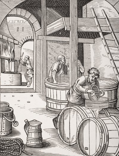 Der Brauer, nach einer Illustration aus dem 16. Jahrhundert, gezeichnet und graviert von Jost Amman (1539-91) aus 