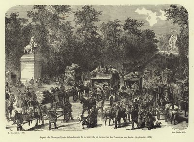 Die Champs Elysees am Tag nach der Nachricht vom preußischen Marsch auf Paris, September 1870 von French School