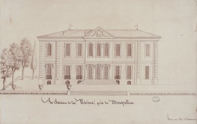 Das Schloss de la Piscine, in der Nähe von Montpellier, gezeichnet von Monsieur de Cenani von French School