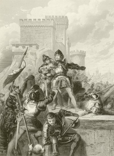 Der Chevalier Bayard verwundet bei der Belagerung von Brescia, 1512 von French School