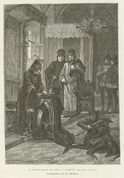 Der Konstabler warf sich vor dem König auf die Knie von French School