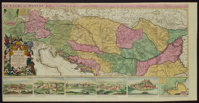 Der Verlauf der Donau von ihrer Quelle bis zu ihrer Mündung, basierend auf den neuesten Memoiren von P. Coroneli und S. Sanson, Geograph des Königs von French School