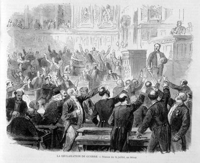 Die Kriegserklärung von 1870: Sitzung vom 15. Juli im Senat - in „Le Monde Illustré“ von French School