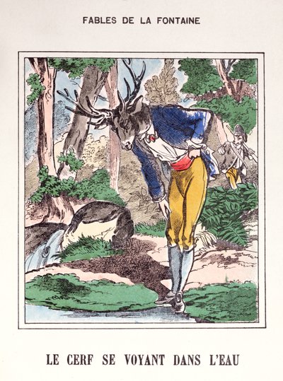 Der Hirsch, der sich im Wasser sieht, aus 
