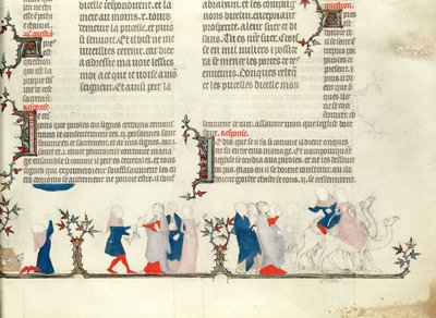 Die Abreise von Rebecca mit Eliezer, aus der Bibel von Jean de Sy, ca. 1355 von French School