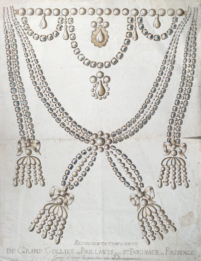 Die Diamantkette, die in die Affäre des Collier de la Reine verwickelt war, ca. 1785 von French School