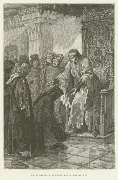 Die Herzogin von Orleans zu Füßen des Königs von French School