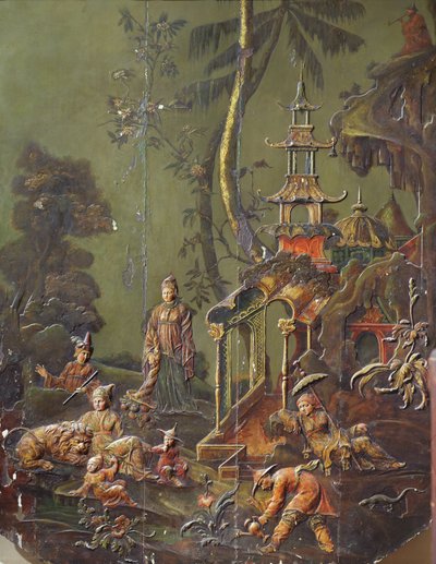 Die Erde, Detail des Großen Chinesischen Kabinetts aus dem Hotel Richelieu, Place des Vosges, ca. 1728-31 von French School