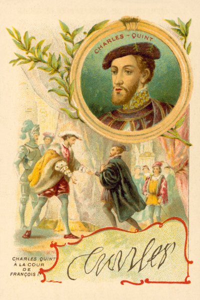 Der Kaiser Karl V. am Hof von Franz I. von Frankreich von French School