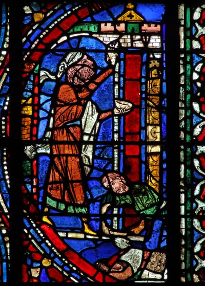 Die Exodus-Geschichte: Der Türsturz ist mit dem Blut eines geopferten Lammes markiert (unten) am Passahfest von French School