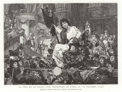 Das Fest der Vernunft in Notre Dame de Paris, 10. November 1793 von French School