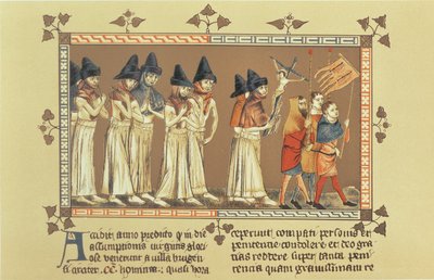 Die Geißler in Doornik im Jahr 1349, Kopie einer Miniatur aus der Chronik von Aegidius Li Muisis von French School