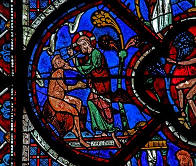 Das Fenster des barmherzigen Samariters: Gott erschafft Adam von French School