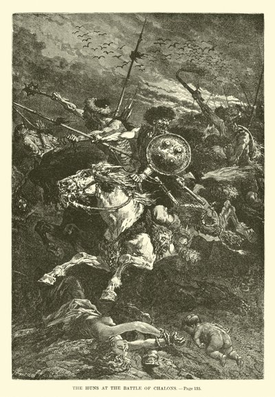 Die Hunnen in der Schlacht von Chalons von French School