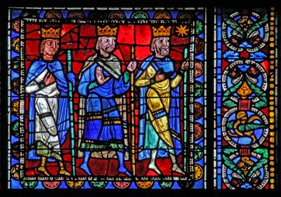 Das Leben Christi Fenster: Die Weisen ziehen ab von French School