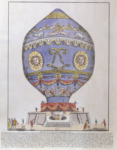 Das Ballonexperiment der Gebrüder Montgolfier im Château de la Muette, 21. November 1783 von French School