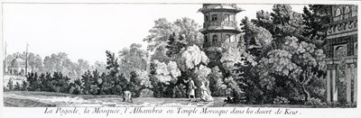 Die Pagode, die Moschee und die Alhambra oder maurischer Tempel in Kew, aus Jardins Anglo-Chinois a la Mode, von George Louis le Rouge, veröffentlicht 1775-78 von French School