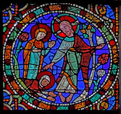 Das Passionsfenster: Auferstehung - Erscheinung vor Magdalena von French School