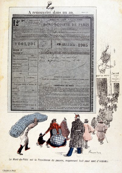 Der Berg der Barmherzigkeit: Der Berg der Barmherzigkeit ist die Vorsehung der Armen, für achthundert Prozent Zinsen - in „Der Butterteller“ Nr. 03.06.1905 von French School