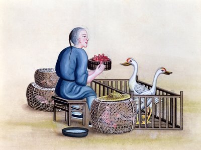 Der Geflügelhändler, aus einem Buch über die Straßenrufe von Peking, um 1785 von French School