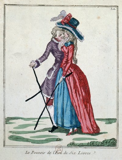 Die Macht der silbernen Krone von sechs Pfund, Ende des 18. Jahrhunderts (Farbstich) von French School
