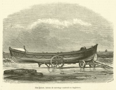 Der Köcher, Rettungsboot gebaut in England (Gravur) von French School