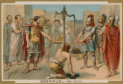 Die Römer versuchen, ihre Rettung vom gallischen Häuptling Brennus zu erkaufen, 4. Jahrhundert v. Chr. von French School