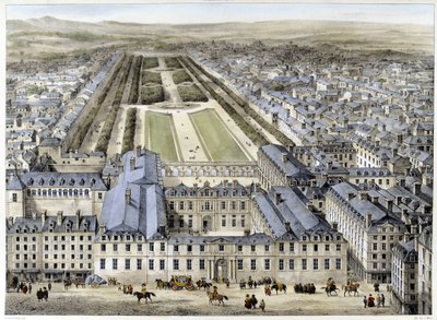Der Königspalast im Jahr 1679, gesehen von der Rue St Honoré - Lithographie von French School