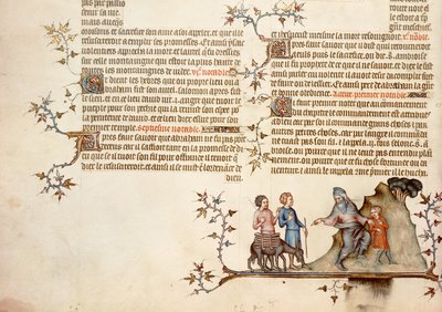 Das Opfer von Isaak, aus der Bibel von Jean de Sy, ca. 1355 von French School