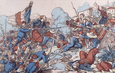 Die Einnahme von Puebla, Mexiko durch die Franzosen, 1863 von French School