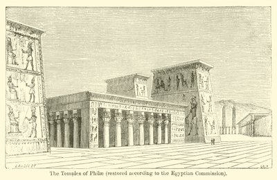 Die Tempel von Philae, restauriert nach der ägyptischen Kommission (Gravur) von French School