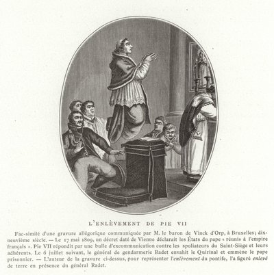 Die Entführung von Papst Pius VII., Rom, 6. Juli 1809 von French School