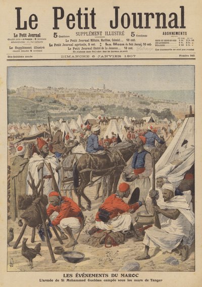 Das Heer von Mohammed Guebbas lagerte unter den Mauern von Tanger, Marokko von French School