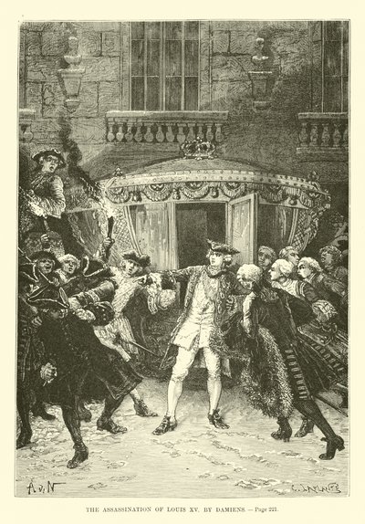 Die Ermordung von Ludwig XV durch Damiens von French School