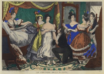 Die Schlafenszeit der Braut (Farblithografie) von French School