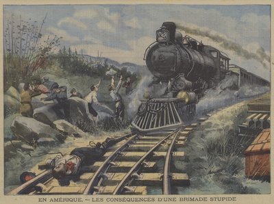 Die Folgen einer dummen Schikane in Amerika (Farblithografie) von French School