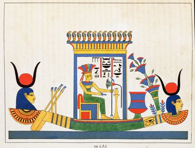 Die Göttin Anuket, Illustration aus Pantheon égyptien: Sammlung mythologischer Figuren des alten Ägypten, von Jean-Francois Champollion, veröffentlicht ca. 1986 von French School