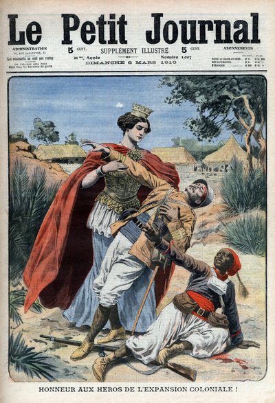 Die Helden des Kolonialismus (in Nordafrika) werden geehrt, allegorische Gravur „Le Petit Journal“, 6. März 1910 (Gravur) von French School