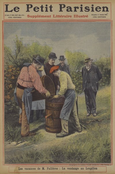 Die Ferien von Präsident Fallières von Frankreich: die Weinlese in seinem Heimatdorf Loupillon von French School