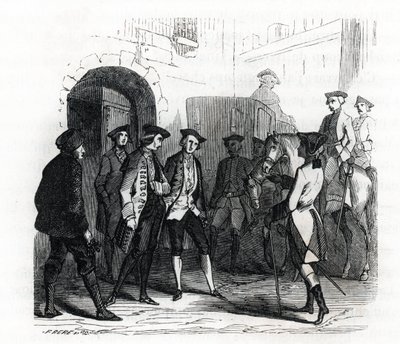 Die Gefangenen von Vincennes wurden 1784 in das Gefängnis der Bastille verlegt - (Gravur) 1846 von French School