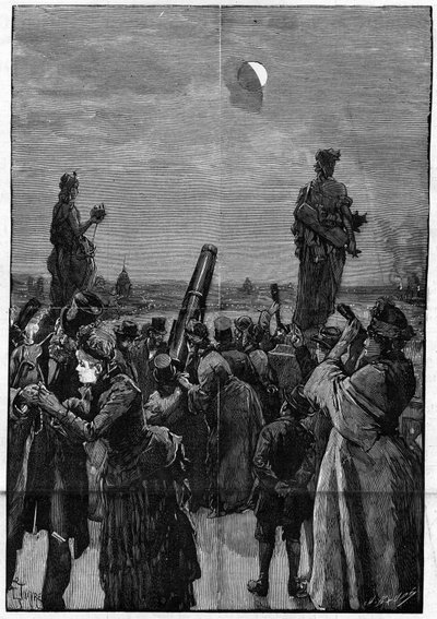Die Terrasse des Trocadéro in Paris während der Mondfinsternis am 3. August von French School