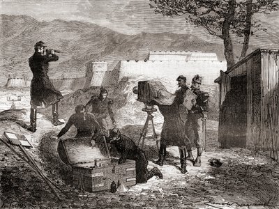 Die Nutzung der Fotografie durch die französische Armee im 19. Jahrhundert, aus Les Merveilles de la Science, veröffentlicht um 1870 von French School
